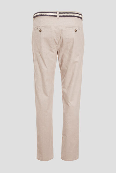 Pantalon chino ceinturé beige homme