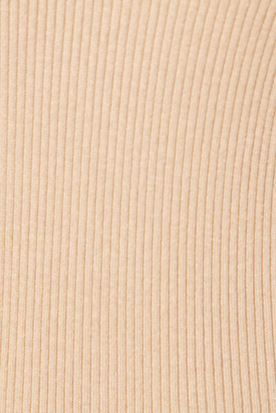 Robe pull longue moulante beige femme