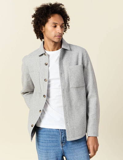 Surchemise boutonnée gris foncé homme