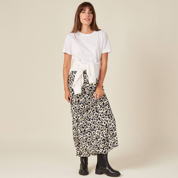 jupe longue evasee fluide noir femme Jupe longue évasée fluide noir femme