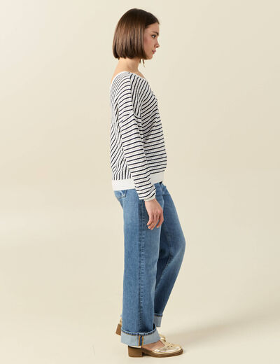 Pull manches longues ecru femme
