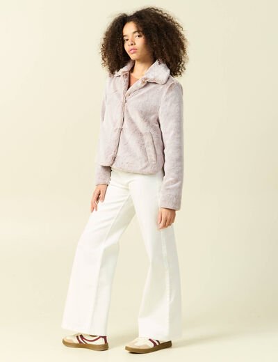 Manteau droit court col classique beige femme