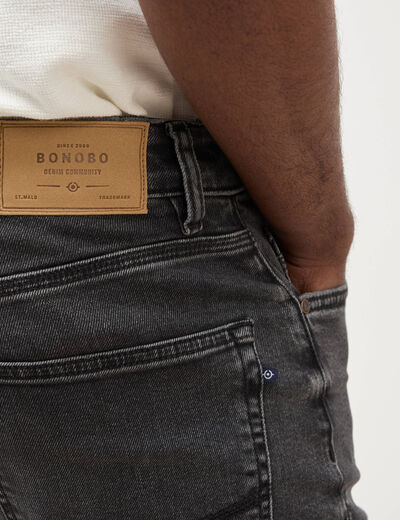 Jeans straight 5 poches denim gris homme