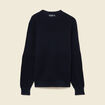 Pull col rond manches longues en coton bleu marine homme