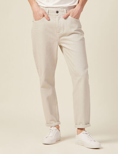Jeans tapered 5 poches beige homme