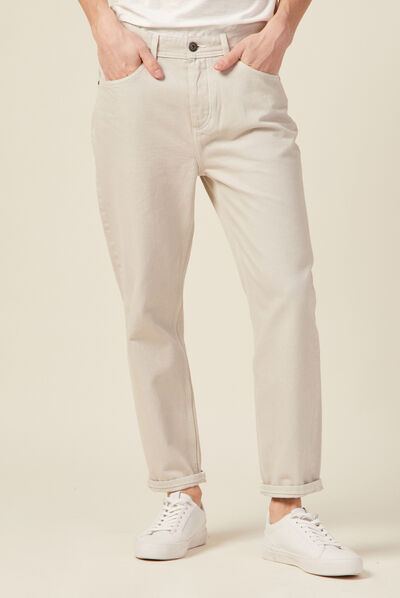 Jeans tapered 5 poches beige homme