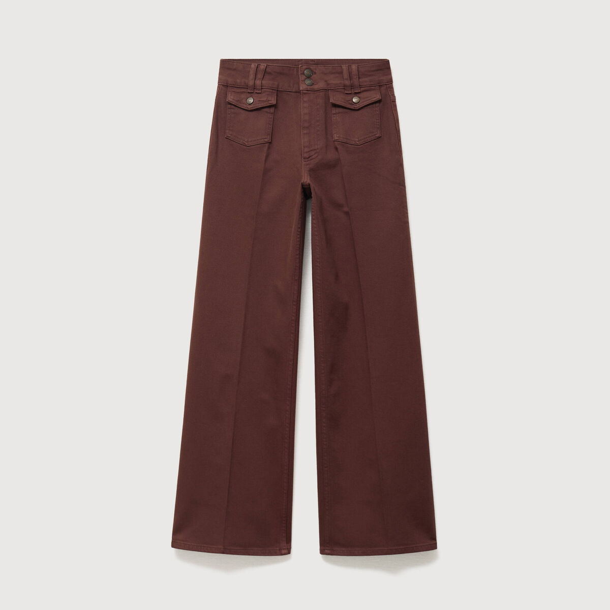 Jeans flare taille haute marron femme