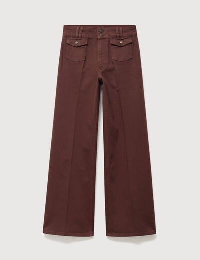 Jeans flare taille haute marron femme