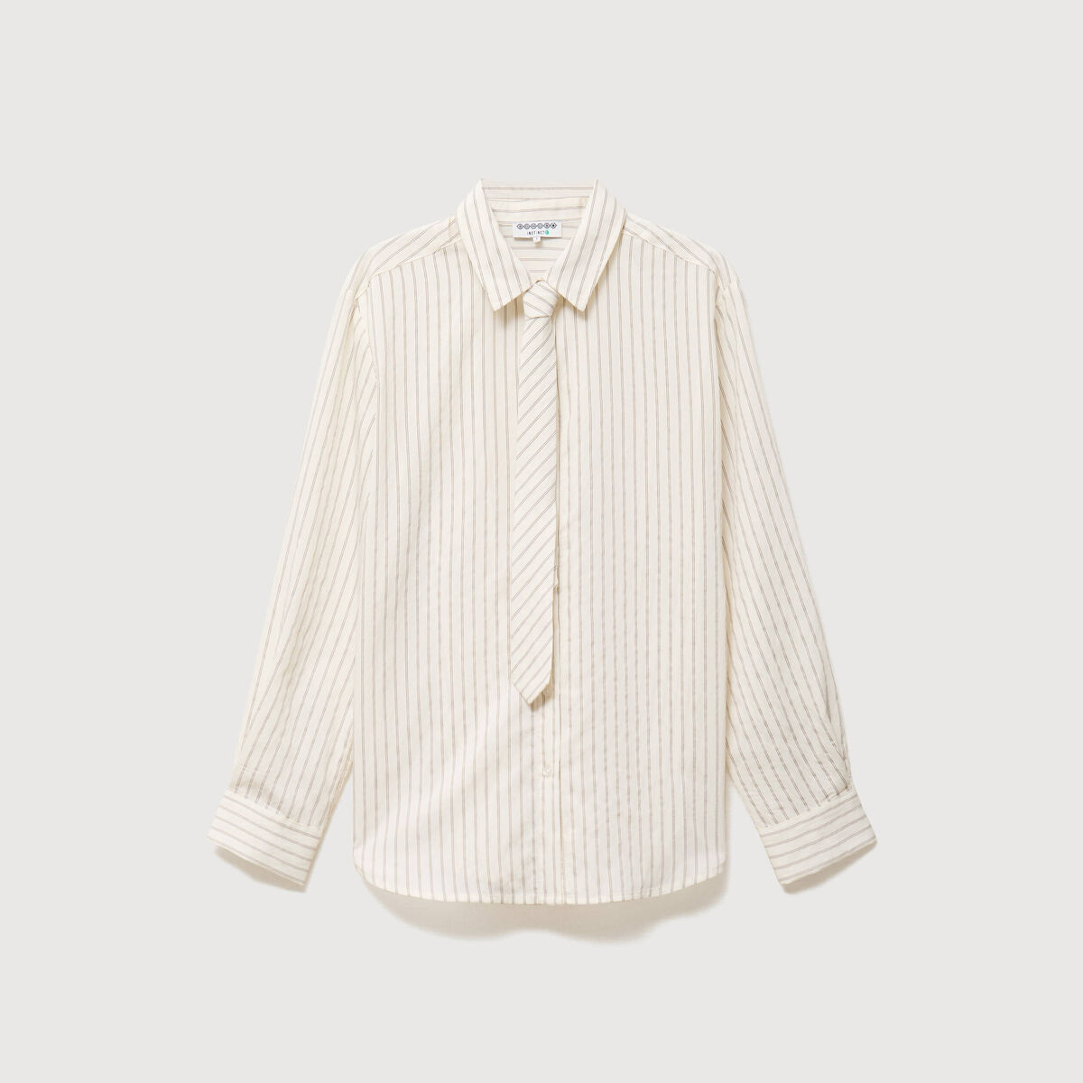 Chemise manches longues col am&eacute;ricain blanc femme