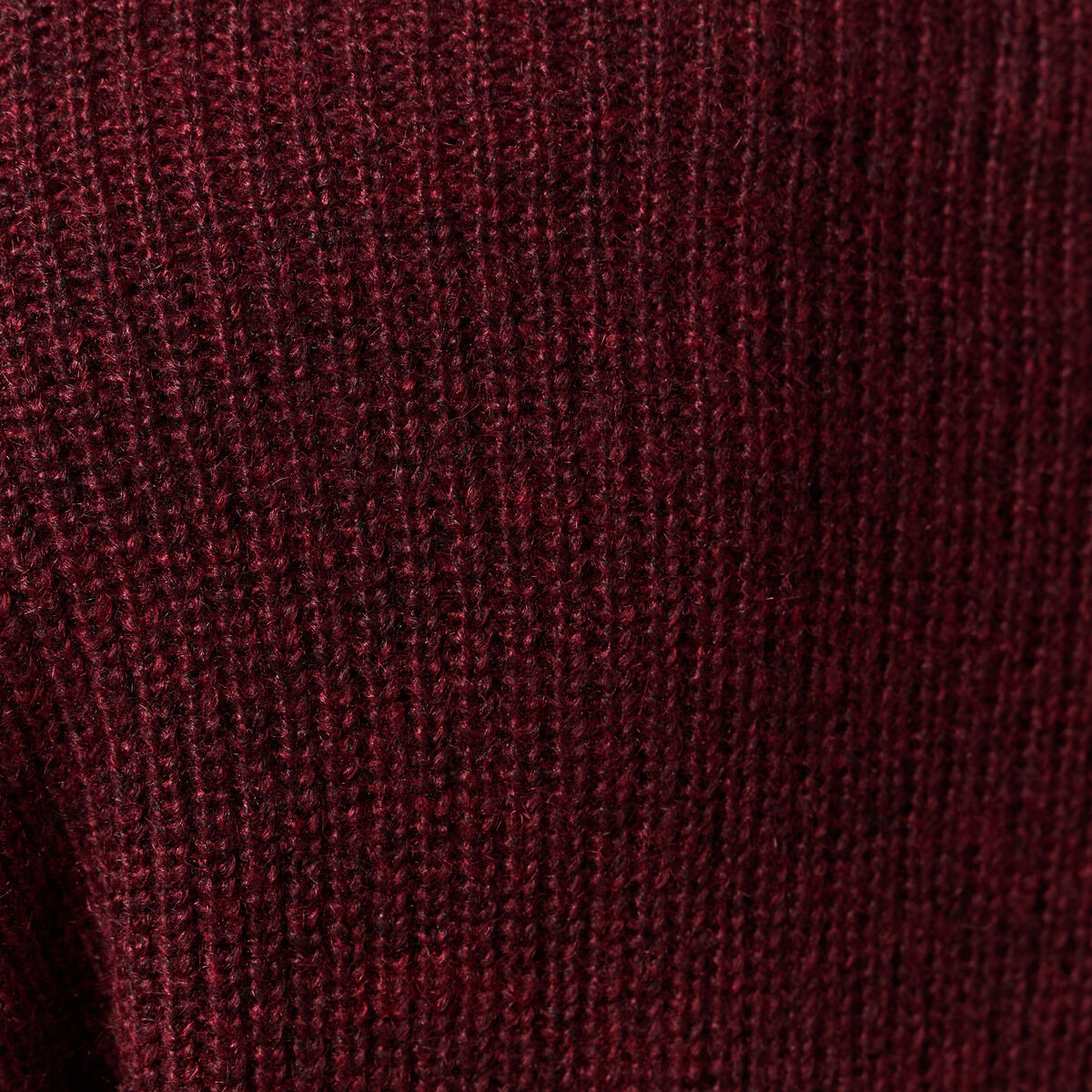 Gilet ajouré col V manches longues bordeaux femme
