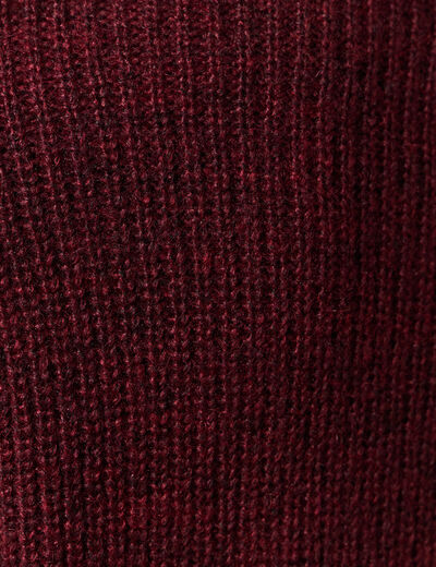 Gilet ajouré col V manches longues bordeaux femme