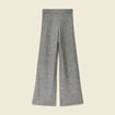 Pantalon large taille haute en maille gris femme