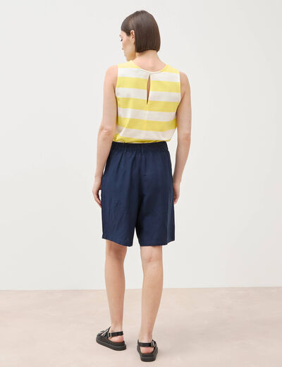 Short taille haute bleu marine femme
