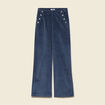 Pantalon large taille haute en velours gris femme