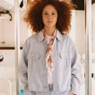 Veste en coton manches longues denim bleach femme