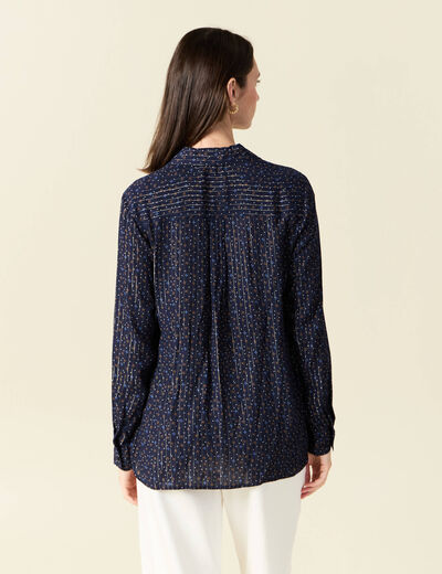 Chemise manches longues bleu marine femme