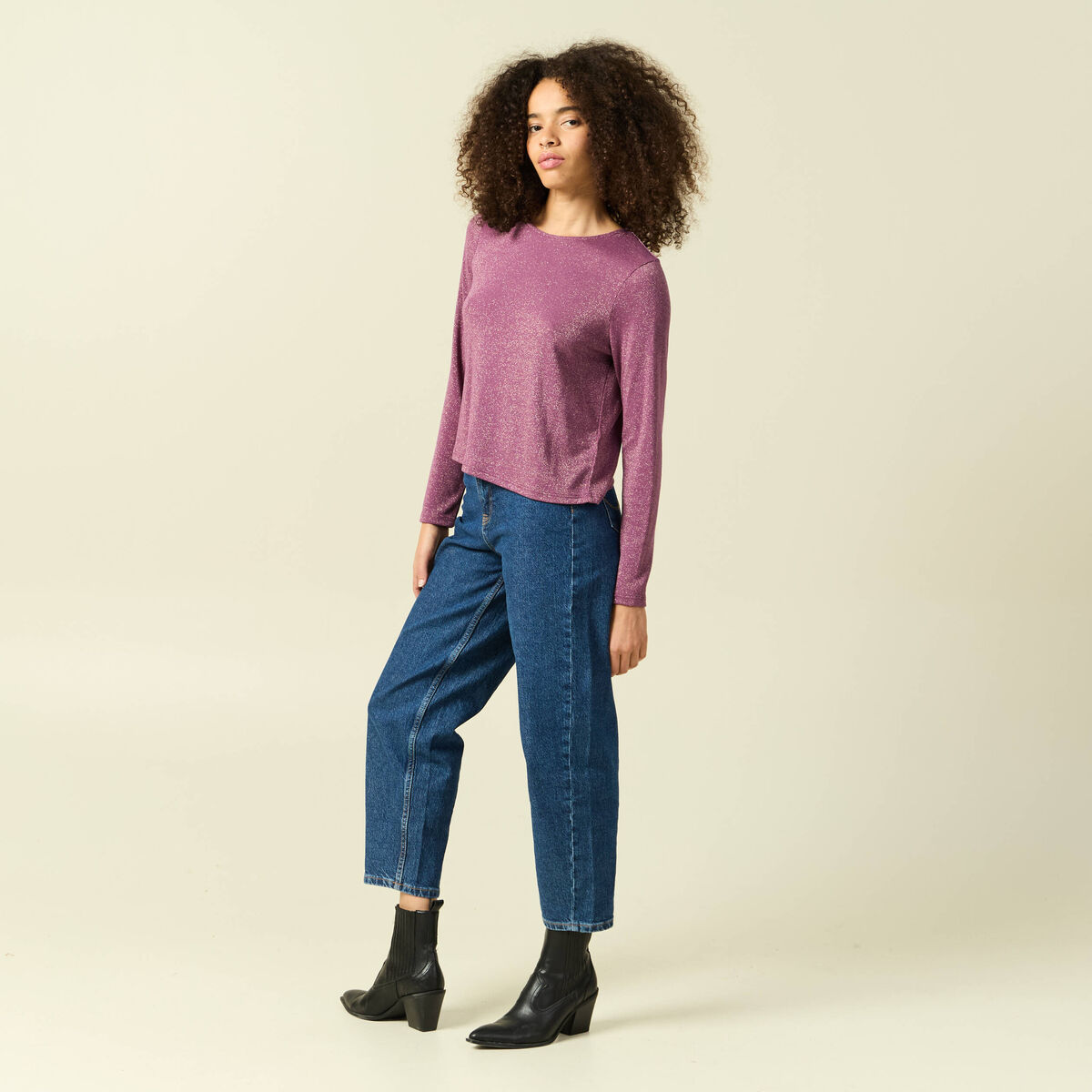 T-shirt manches longues violet femme