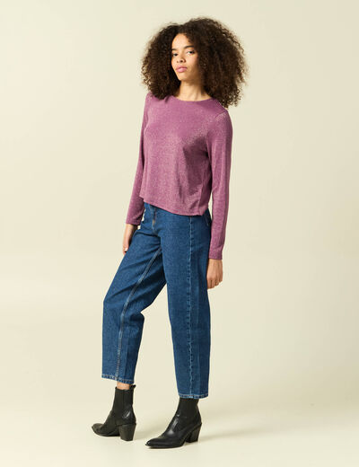 T-shirt manches longues violet femme