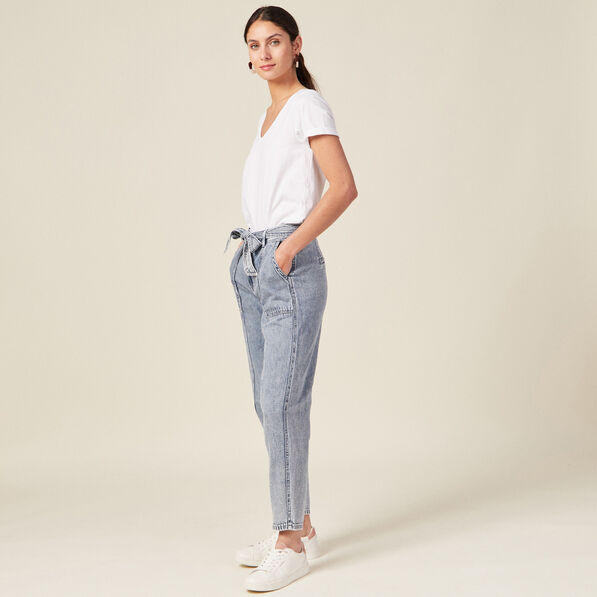 Jeans paperbag ceinturé denim snow bleu femme
