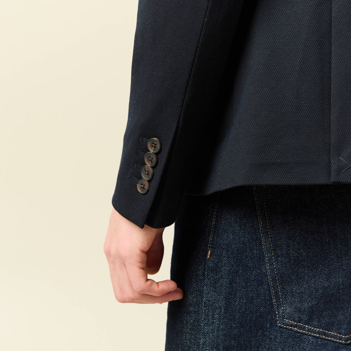 Veste blazer cintr&eacute;e bleu marine homme