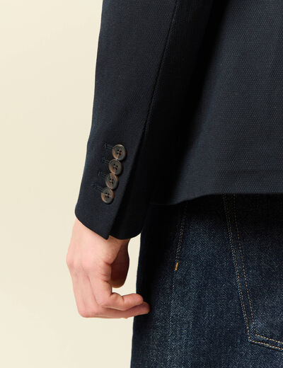 Veste blazer cintr&eacute;e bleu marine homme