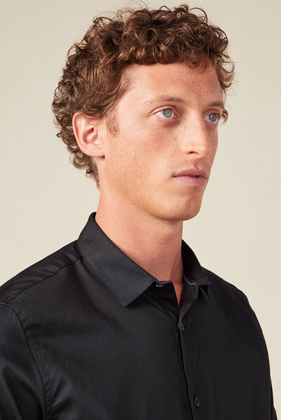 Chemise manches longues noir homme