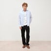 T-shirt col mao manches courtes en coton blanc homme