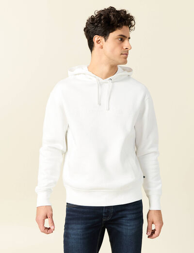 Sweat &agrave; capuche ecru homme