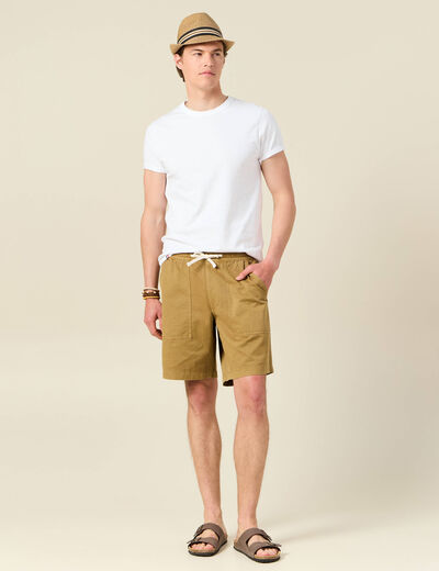 Bermuda droit à coulisse camel homme