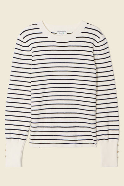 Pull manches longues ecru femme