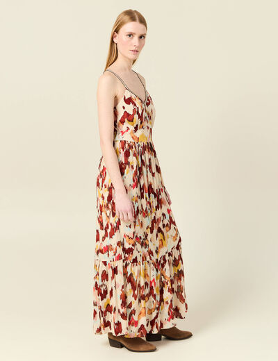 Robe longue évasée fluide sable femme