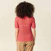 Pull manches courtes ajouré rouge femme