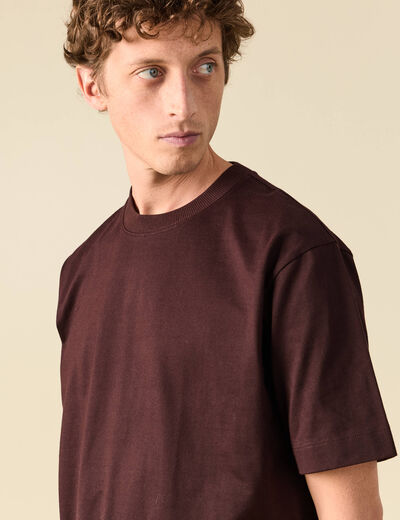 T-shirt en coton marron fonc&eacute; homme
