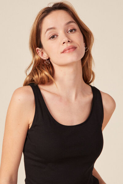 Débardeur femme uni col arrondi Instinct noir femme