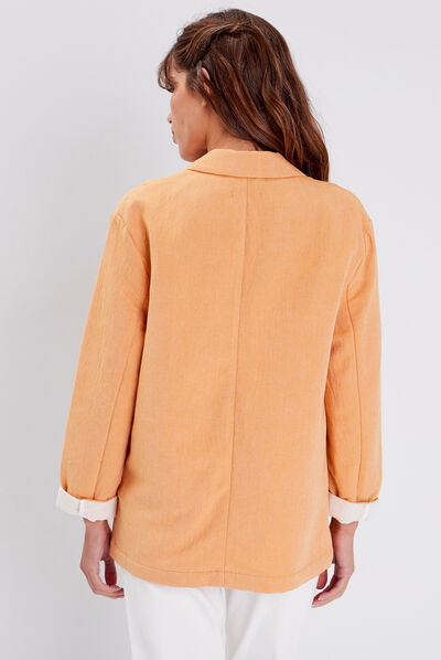 Veste droite manches 3/4 orange femme