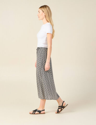 Jupe longue portefeuille noir femme