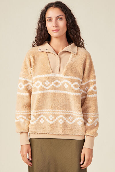Sweat éco-responsable beige femme