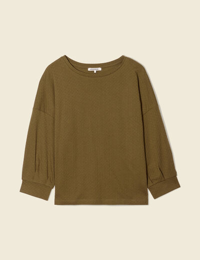 T-shirt manches 3/4 vert kaki femme