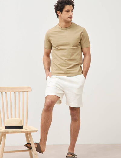 Short droit avec cordon ecru homme