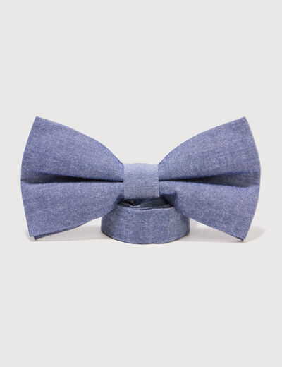 Noeud papillon en coton bleu gris homme