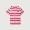 T-shirt ray&eacute; col rond manches courtes vieux rose femme