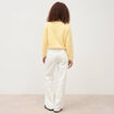 Jeans wide leg taille bascul&eacute;e denim blanc femme