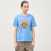 T-shirt droit col rond manches courtes bleu clair femme