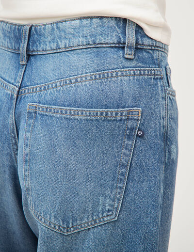 Jeans barrel 7/8&egrave;me taille standard denim used femme
