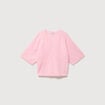 Pull droit court col v manches courtes rose clair femme