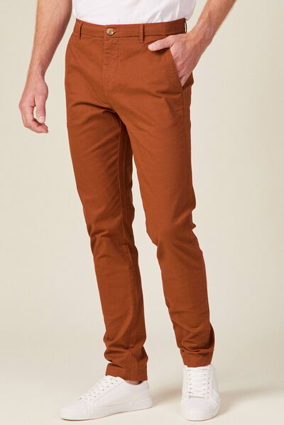 Pantalon slim Instinct chino orange foncé homme