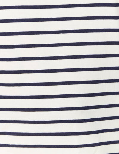 T-shirt cintr&eacute; col rond manches courtes ecru femme