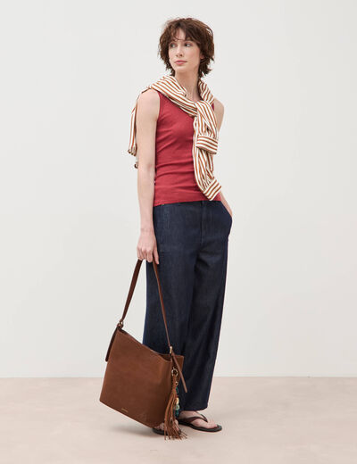 D&eacute;bardeur cintr&eacute; d&eacute;collet&eacute; sans manches bordeaux femme