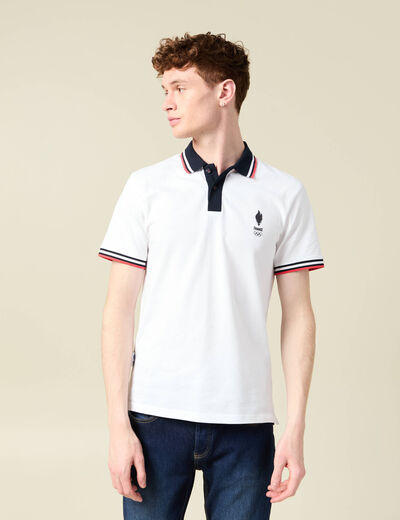 Polo manches courtes blanc homme
