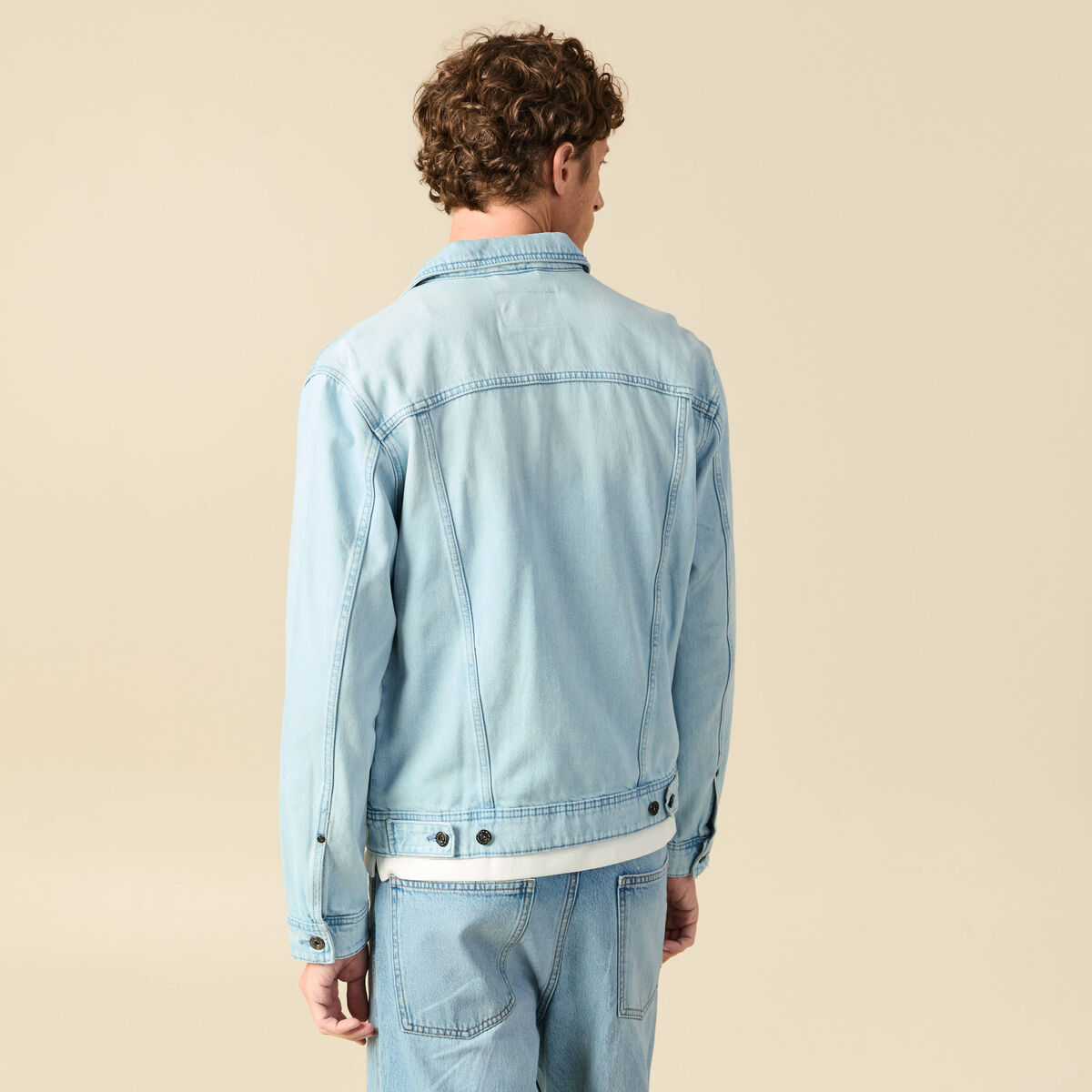 Veste droite en jean denim bleach homme